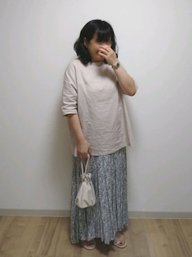 「マキシスカート」｜「アイテム（チュニック）」を使った、mochaさん（レディース・155cm）の夏コーディネート