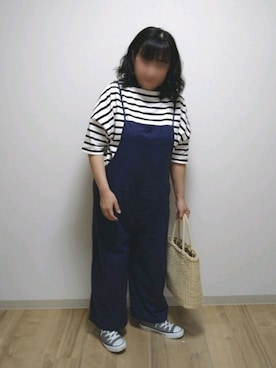 「La-gemme（ラジェム）のアイテム（サロペット/オーバーオール）」を使った、mochaさん（レディース・155cm）の夏コーディネート