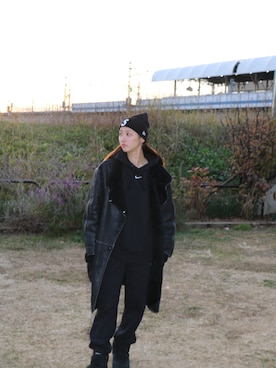 「Supreme （シュプリーム）のアイテム（ニットキャップ/ビーニー）」を使った、みさきさん（レディース・163cm）の秋コーディネート