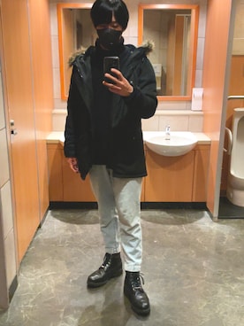 「CPCM（シーピーシーエム）のアイテム（モッズコート）」を使った、かえでさん（メンズ・173cm）の冬コーディネート