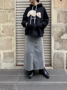 「アイテム（デニムスカート、グレー系）」を使った、T.yukikoさん（レディース・156cm）の夏コーディネート