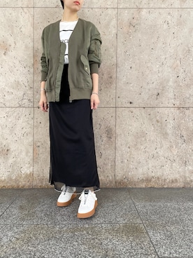 「COOLなこのコが仲間入り」｜「アイテム（MA-1）」を使った、T.yukikoさん（レディース・156cm）の夏コーディネート