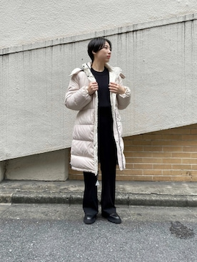 「MONCLER（モンクレール）のアイテム（ダウンジャケット/コート）」を使った、T.yukikoさん（レディース・156cm）の秋コーディネート