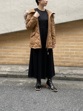 「MONCLER（モンクレール）のアイテム（ダウンジャケット/コート）」を使った、T.yukikoさん（レディース・156cm）の秋コーディネート