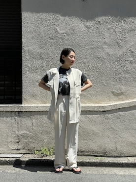 「B'2nd（ビーセカンド）のアイテム（パンツ）」を使った、T.yukikoさん（レディース・156cm）の春コーディネート