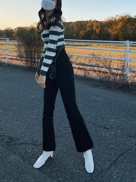 「GRL（グレイル）のチェーンフラップショルダーバッグ（ショルダーバッグ）」を使った、mau.さん（レディース・166cm）の秋コーディネート