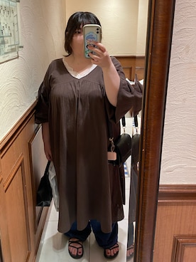 「デブでもオシャレしたい」｜「アイテム（ワンピース/ドレス）」を使った、えなじーさん（レディース・156cm）の夏コーディネート