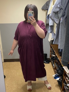 「デブでもオシャレしたい」｜「アイテム（ワンピース/ドレス）」を使った、えなじーさん（レディース・156cm）の夏コーディネート