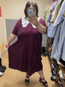 「デブでもオシャレしたい」｜「アイテム（ワンピース/ドレス）」を使った、えなじーさん（レディース・156cm）の夏コーディネート