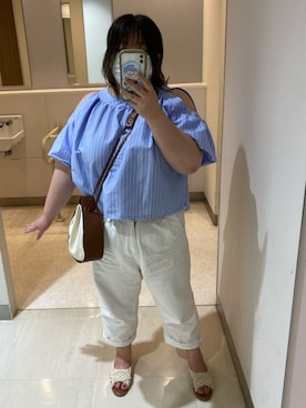 「デブでもオシャレしたい」｜「アイテム（サンダル）」を使った、えなじーさん（レディース・156cm）の夏コーディネート