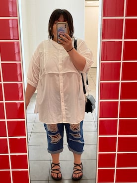 「デブでもオシャレしたい」｜「アイテム（サンダル）」を使った、えなじーさん（レディース・156cm）の夏コーディネート