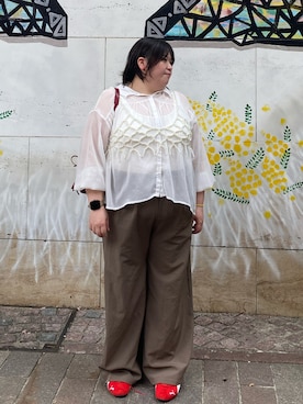 「アイテム（ピアス（両耳用））」を使った、えなじーさん（レディース・156cm）の秋コーディネート