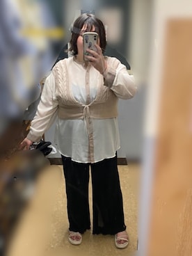 「デブでもオシャレしたい」｜「アイテム（サンダル）」を使った、えなじーさん（レディース・156cm）の秋コーディネート