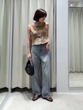 「SENSE OF PLACE by URBAN RESEARCH(センスオブプレイスバイアーバンリサーチ)のヴィンテージルーズストレートデニム(デニムパンツ、ブルー系)」を使った、tagurinさん(レディース・163cm)の夏コーディネート