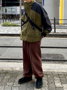 「LOS ANGELES APPAREL（ロサンゼルスアパレル）のLOS ANGELES APPAREL/ロサンゼルスアパレル Garment Dye Heavy Fleece Sweat pants スウェットパンツ（スウェットパンツ、ブラウン系）」を使った、tsukasa さん（メンズ・165cm）の春コーディネート