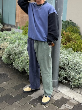 「usedのアイテム（スウェット、ブルー系）」を使った、tsukasa さん（メンズ・165cm）の春コーディネート