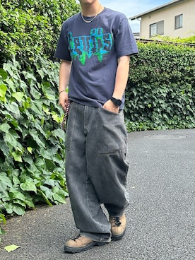 「Levi's（リーバイス）のアイテム（Tシャツ/カットソー、ブルー系）」を使った、tsukasa さん（メンズ・165cm）の春コーディネート