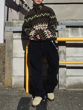 「VINTAGE（ヴィンテージ）の【ヴィンテージ古着】TCM コーデュロイパンツ（その他パンツ、ブラック系）」を使った、tsukasa さん（メンズ・165cm）の秋コーディネート