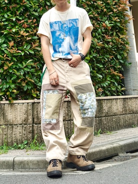 「ccxのアイテム（Tシャツ/カットソー、ベージュ系）」を使った、tsukasa さん（メンズ・165cm）の春コーディネート