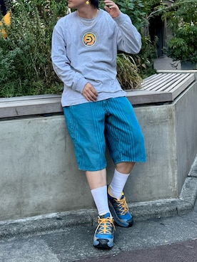 「Ocean Pacific（オーシャンパシフィック）のアイテム（Tシャツ/カットソー、グレー系）」を使った、tsukasa さん（メンズ・165cm）の夏コーディネート