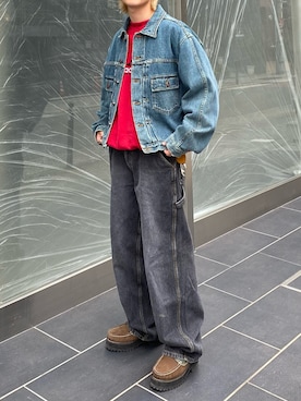 「adidas（アディダス）のアイテム（スウェット、レッド系）」を使った、tsukasa さん（メンズ・165cm）の春コーディネート