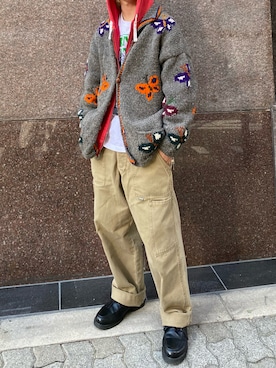 「POLO RALPH LAUREN（ポロ ラルフ ローレン）のダブルニット フルジップ フーディ（パーカー、レッド系）」を使った、tsukasa さん（メンズ・165cm）の春コーディネート