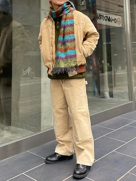 「Carhartt（カーハート）の【ヴィンテージ古着】90's Carhartt/カーハート サンタフェジャケット（ブルゾン、ベージュ系）」を使った、tsukasa さん（メンズ・165cm）の春コーディネート
