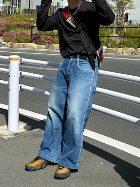 「spiderのアイテム（Tシャツ/カットソー、ブラック系）」を使った、tsukasa さん（メンズ・165cm）の春コーディネート