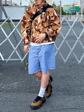 「STUSSY（ステューシー）のアイテム（ジャケット/アウター、ブラウン系）」を使った、tsukasa さん（メンズ・165cm）の秋コーディネート