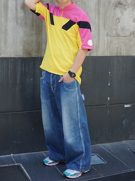 「VINTAGE（ヴィンテージ）のアイテム（トップス、ピンク系）」を使った、tsukasa さん（メンズ・165cm）の春コーディネート