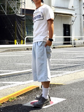 「DSQUARED2（ディースクエアード）のアイテム（Tシャツ/カットソー、ホワイト系）」を使った、tsukasa さん（メンズ・165cm）の夏コーディネート