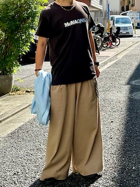 「VINTAGE（ヴィンテージ）のアイテム（Tシャツ/カットソー、ブラック系）」を使った、tsukasa さん（メンズ・165cm）の夏コーディネート