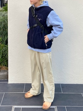 「POLO SPORTS（ポロスポーツ）のアイテム（ベスト、ブルー系）」を使った、tsukasa さん（メンズ・165cm）の春コーディネート