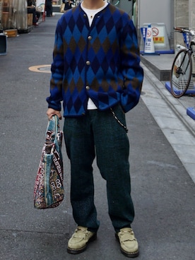 「アイテム（ローファー、グリーン系）」を使った、tsukasa さん（メンズ・165cm）の秋コーディネート