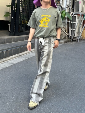 「SHORTYS （ショーティーズ）のアイテム（Tシャツ/カットソー、グリーン系）」を使った、tsukasa さん（メンズ・165cm）の夏コーディネート