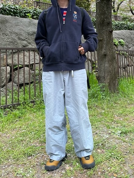 「POLO RALPH LAUREN（ポロ ラルフ ローレン）のアイテム（パーカー、ブルー系）」を使った、tsukasa さん（メンズ・165cm）の春コーディネート