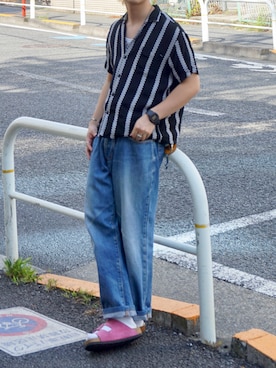 「BIRKENSTOCK（ビルケンシュトック）の《BIRKENSTOCK》Arizona Big ナロー（サンダル、ピンク系）」を使った、tsukasa さん（メンズ・165cm）の春コーディネート