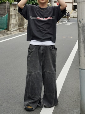 「jncoのアイテム（Tシャツ/カットソー、ブラック系）」を使った、tsukasa さん（メンズ・165cm）の春コーディネート