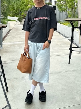 「jncoのアイテム（Tシャツ/カットソー、ブラック系）」を使った、tsukasa さん（メンズ・165cm）の夏コーディネート