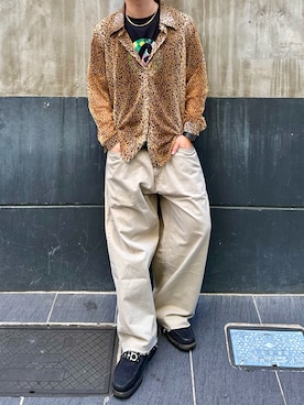 「POLO RALPH LAUREN（ポロ ラルフ ローレン）の90s USA製 POLO by Ralph Lauren ポロ ラルフローレン 2タック チノ パンツ ベージュ W36相当 4ポケット アメリカ古着（チノパンツ、ベージュ系）」を使った、tsukasa さん（メンズ・165cm）の夏コーディネート