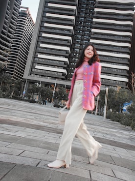 「vintage style」｜「アイテム（ノーカラージャケット）」を使った、阿霽 JILL YANGさん（レディース・163cm）の冬コーディネート