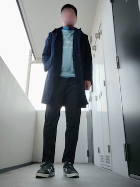 「417 EDIFICE（フォーワンセブンエディフィス）のアイテム（ステンカラーコート）」を使った、Leonさん（メンズ・177cm）の冬コーディネート