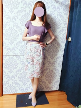 「JUSGLITTY（ジャスグリッティー）のアイテム（スカート）」を使った、みやのさん（レディース・160cm）の夏コーディネート