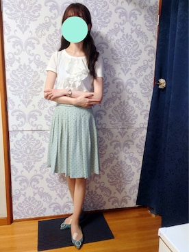 「ホワイト×ミントグリーン」｜みやのさん（レディース・160cm）の夏コーディネート