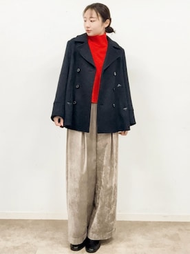 「アイテム（ピーコート）」を使った、DRESSTERIORさん（レディース・167cm）の冬コーディネート