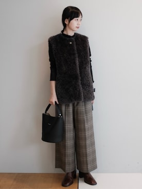 「アイテム（ノーカラーコート）」を使った、DRESSTERIORさん（レディース・155cm）の秋コーディネート