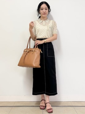 「アイテム（ポロシャツ、ベージュ系）」を使った、DRESSTERIORさん（レディース・159cm）の夏コーディネート