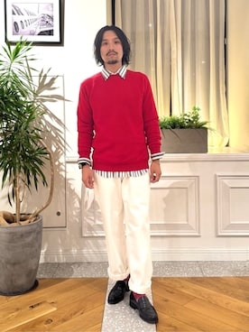 「アイテム（デニムパンツ）」を使った、DRESSTERIORさん（メンズ・174cm）の冬コーディネート