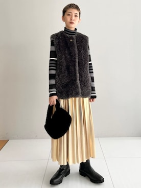 「アイテム（ノーカラーコート）」を使った、DRESSTERIORさん（レディース・158cm）の秋コーディネート