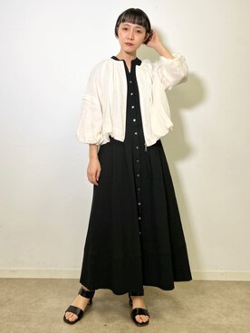 「アイテム（ブルゾン）」を使った、DRESSTERIORさん（レディース・158cm）の夏コーディネート